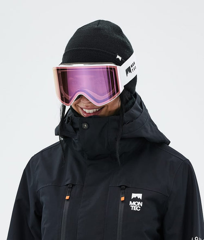 Masque De Ski – Blanc Avec Écran Miroir Rose Saphir